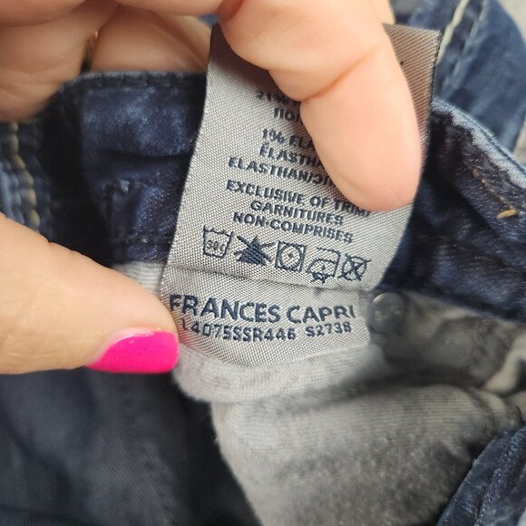 Silver Jeans Women's 31 Frances Mid Capri Stretch Low Rise Whiskered Blue Denim - Picture 9 of 11